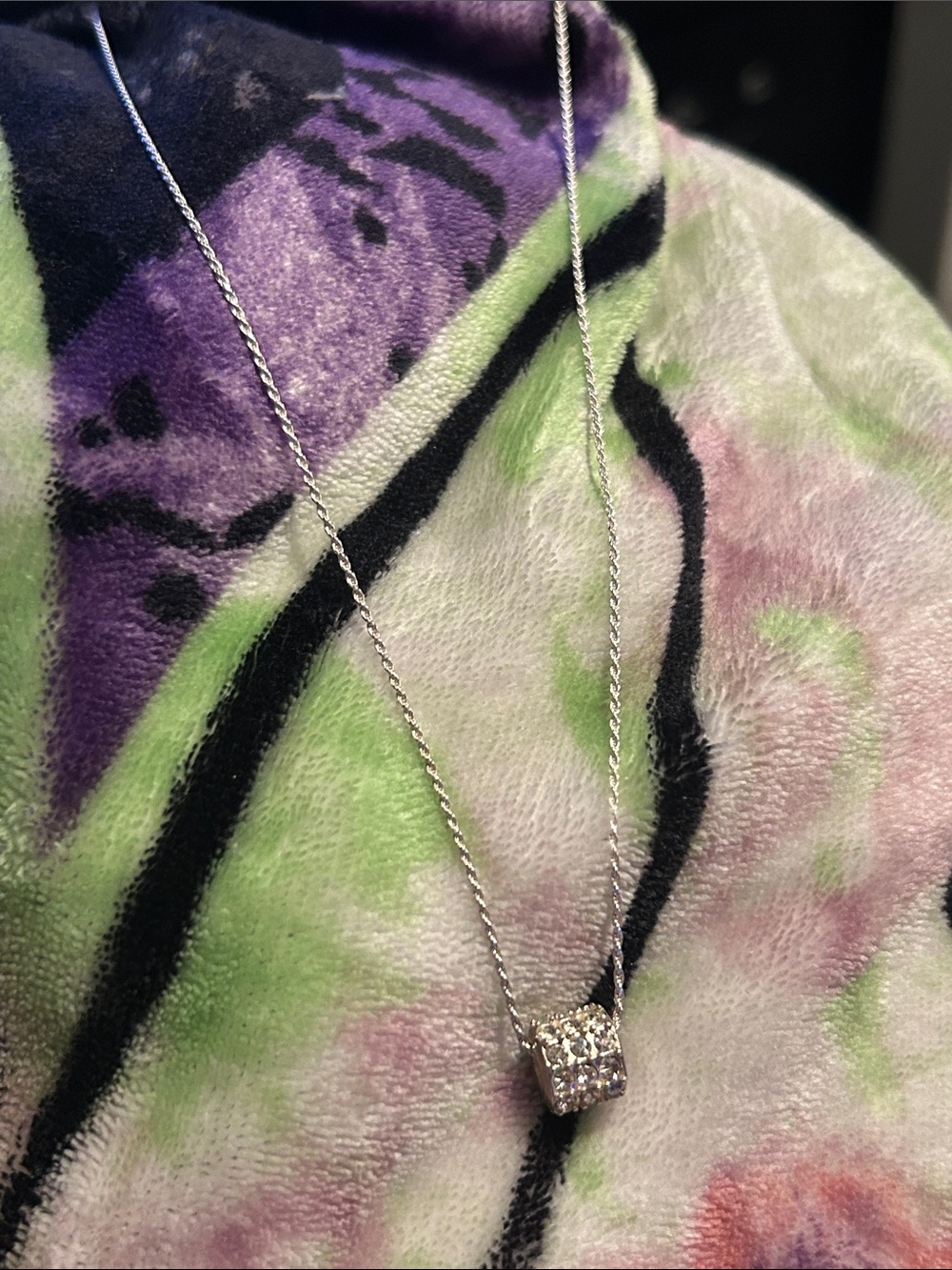 Sterling Silver Cubic Zirconia Barrel Pendant Necklace - Silver